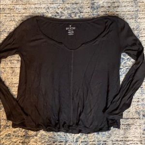 American eagle soft waffle top size m gray